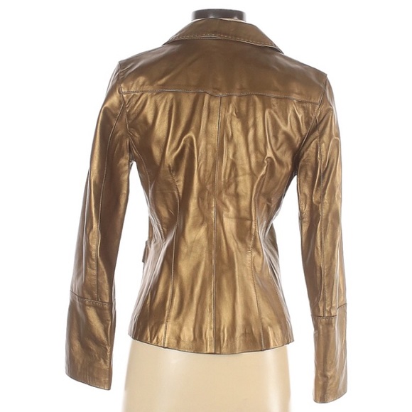 CAbi 131 gold 100% leather jacket. Size 2. - Picture 2 of 2